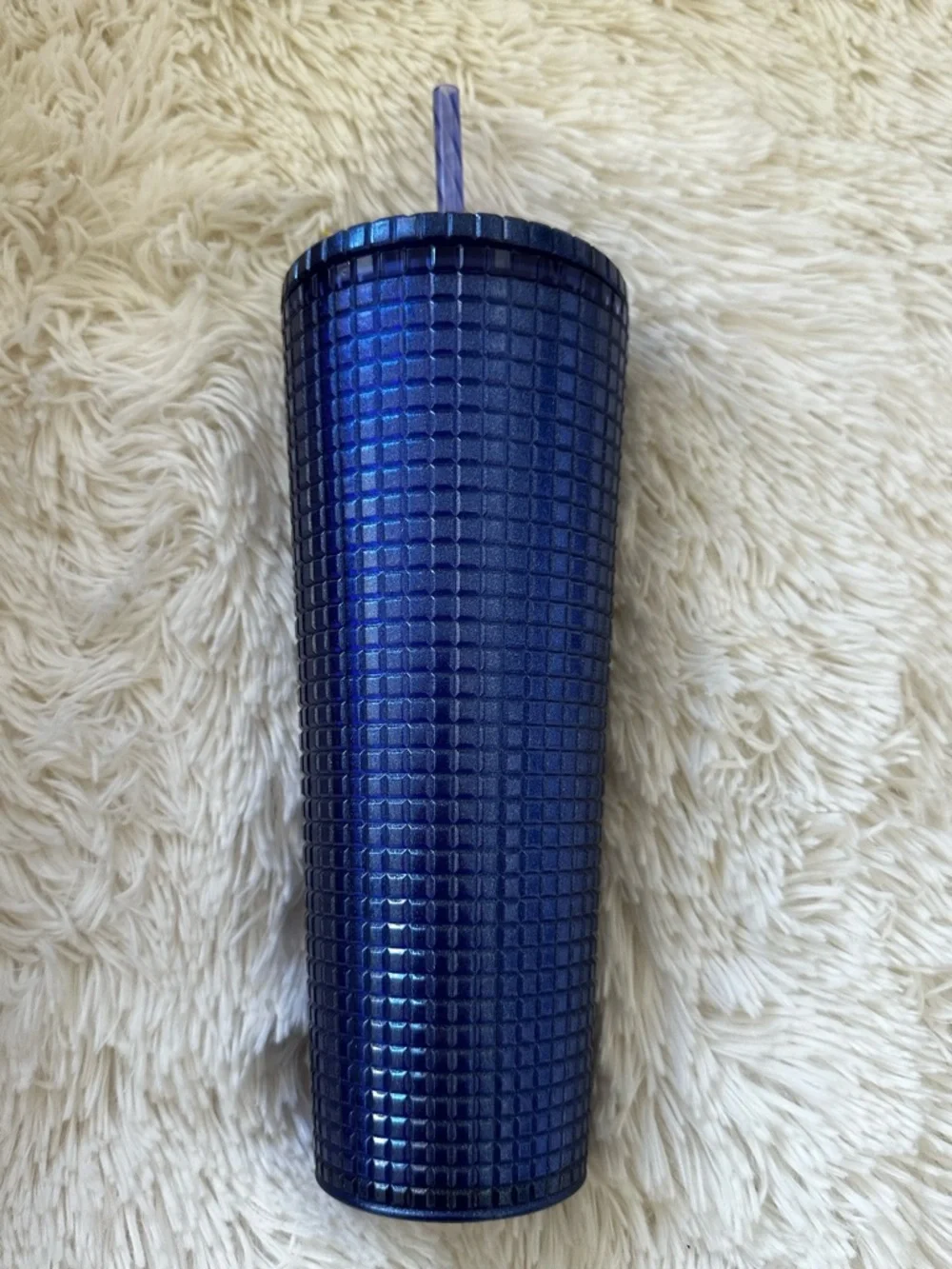 Starbucks 2023 Cobalt Blue Glitter Grid Venti 24oz Cold Cup Tumbler Reusable